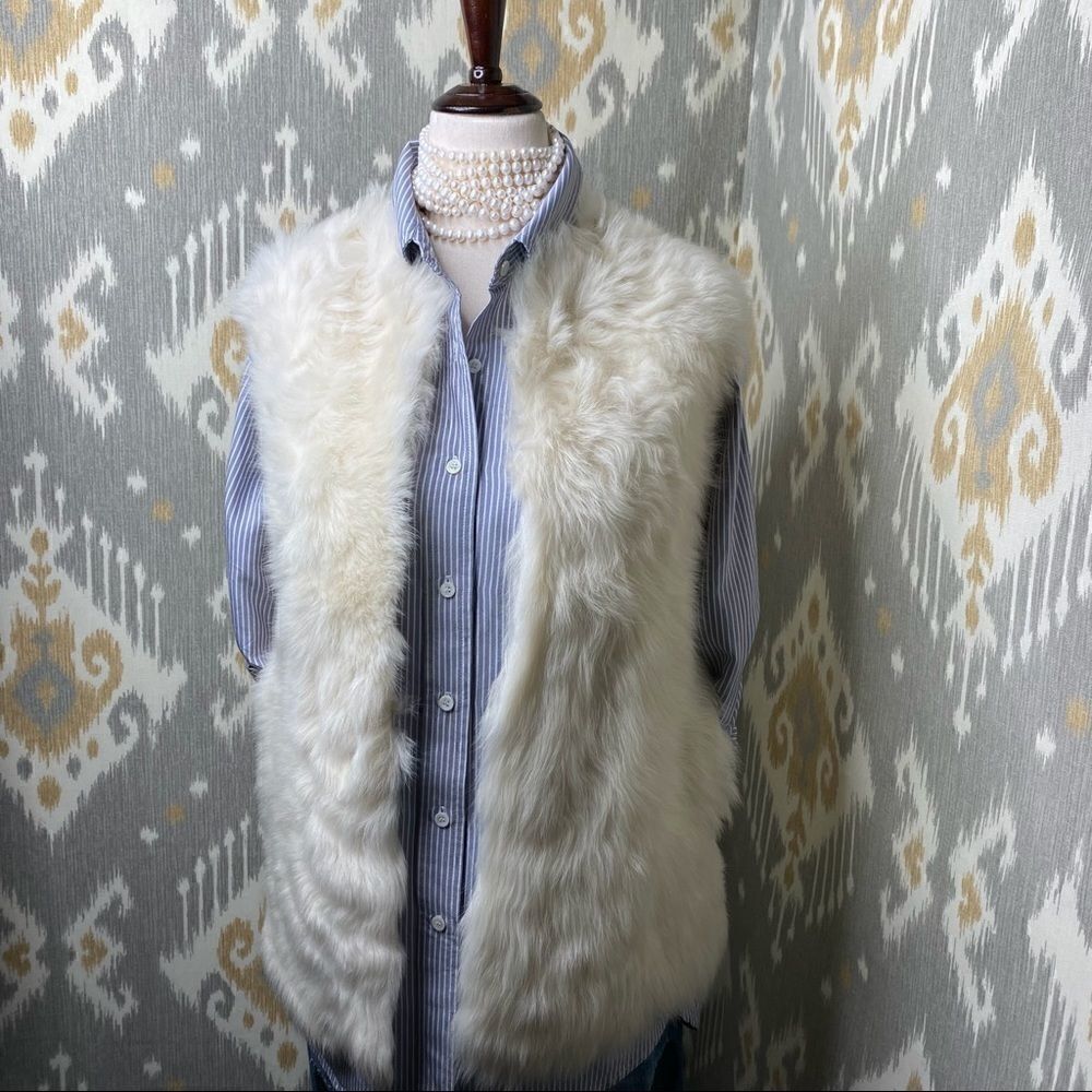 Ralph Lauren Ivory Italian Lambshearling Giletvest